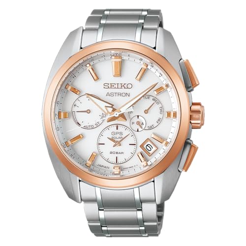 [セイコーウオッチ] ASTRON(アストロン) Global Line Sport 5XオリジンTitanium GPS衛星電波修正 SBXC104 シルバー&ピンクゴールド ブラック メンズ